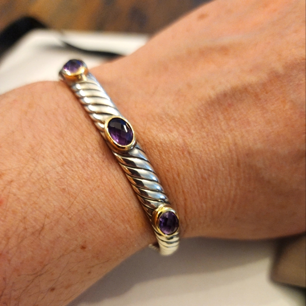 David Yurman Amethyst Hinged Bracelet